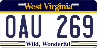 WV license plate OAU269