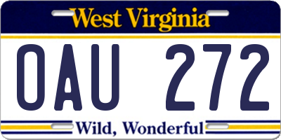 WV license plate OAU272