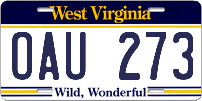 WV license plate OAU273