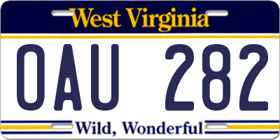 WV license plate OAU282