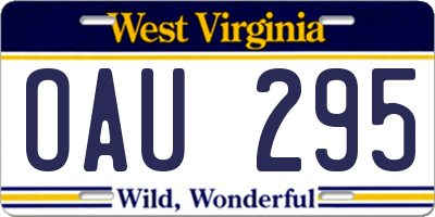 WV license plate OAU295