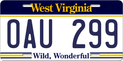 WV license plate OAU299