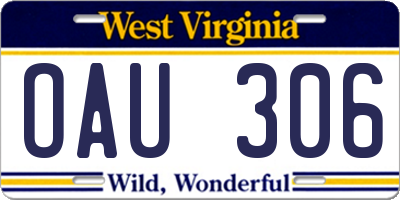WV license plate OAU306