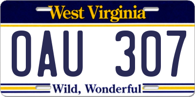 WV license plate OAU307
