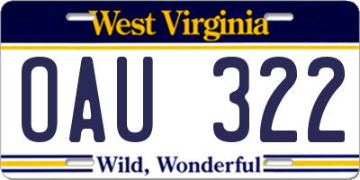 WV license plate OAU322