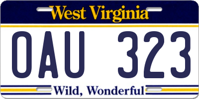 WV license plate OAU323