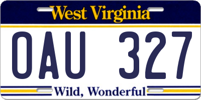 WV license plate OAU327