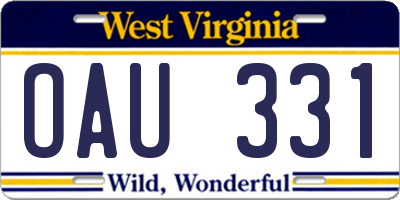 WV license plate OAU331