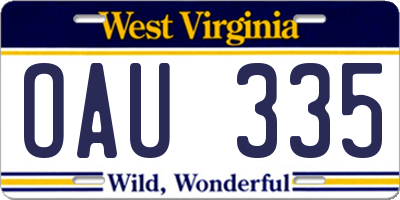 WV license plate OAU335