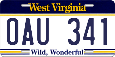 WV license plate OAU341