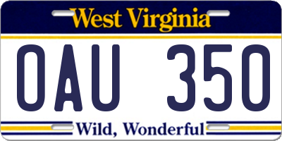 WV license plate OAU350
