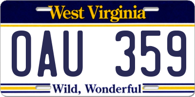 WV license plate OAU359