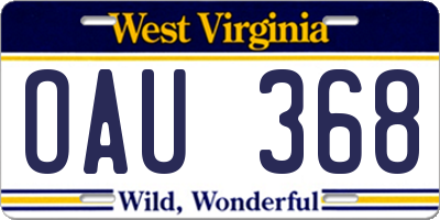 WV license plate OAU368