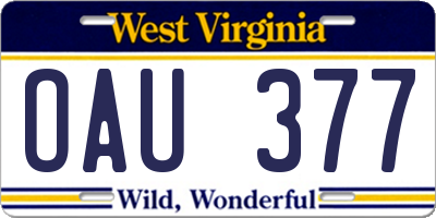 WV license plate OAU377