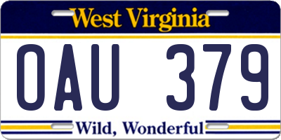 WV license plate OAU379