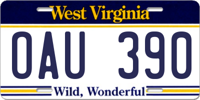 WV license plate OAU390