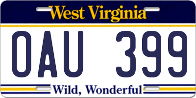 WV license plate OAU399
