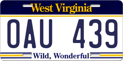 WV license plate OAU439
