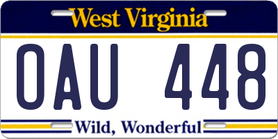 WV license plate OAU448