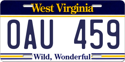 WV license plate OAU459