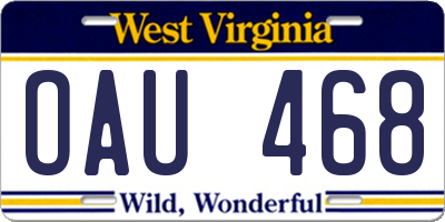 WV license plate OAU468