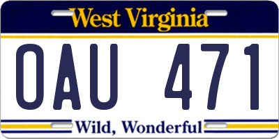 WV license plate OAU471