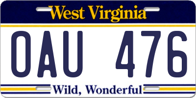 WV license plate OAU476