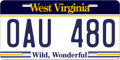 WV license plate OAU480