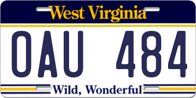 WV license plate OAU484