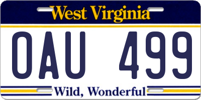 WV license plate OAU499