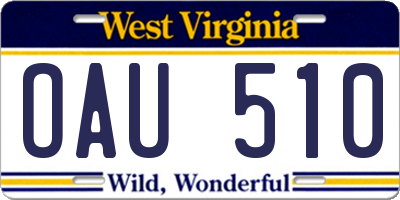 WV license plate OAU510