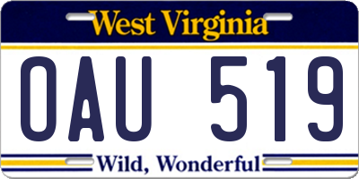 WV license plate OAU519