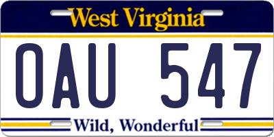 WV license plate OAU547