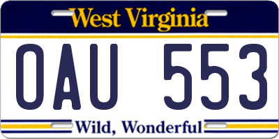 WV license plate OAU553