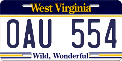 WV license plate OAU554