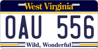 WV license plate OAU556
