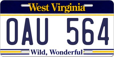 WV license plate OAU564