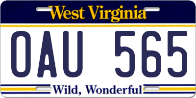 WV license plate OAU565