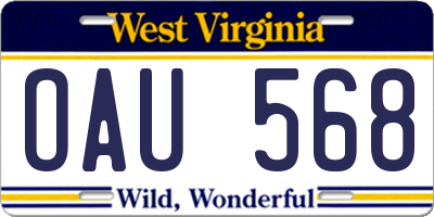 WV license plate OAU568