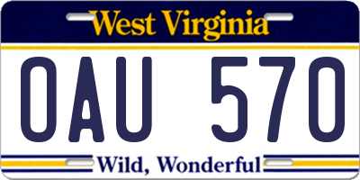 WV license plate OAU570