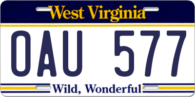 WV license plate OAU577