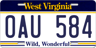 WV license plate OAU584