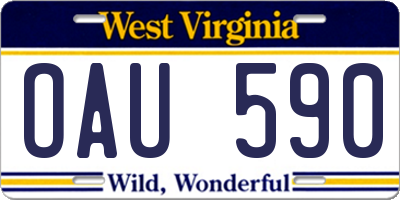 WV license plate OAU590