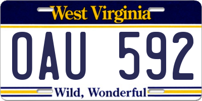 WV license plate OAU592