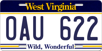 WV license plate OAU622