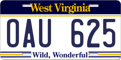 WV license plate OAU625