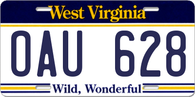 WV license plate OAU628