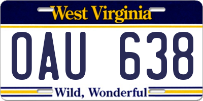 WV license plate OAU638