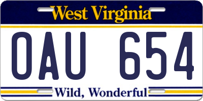 WV license plate OAU654