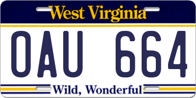 WV license plate OAU664